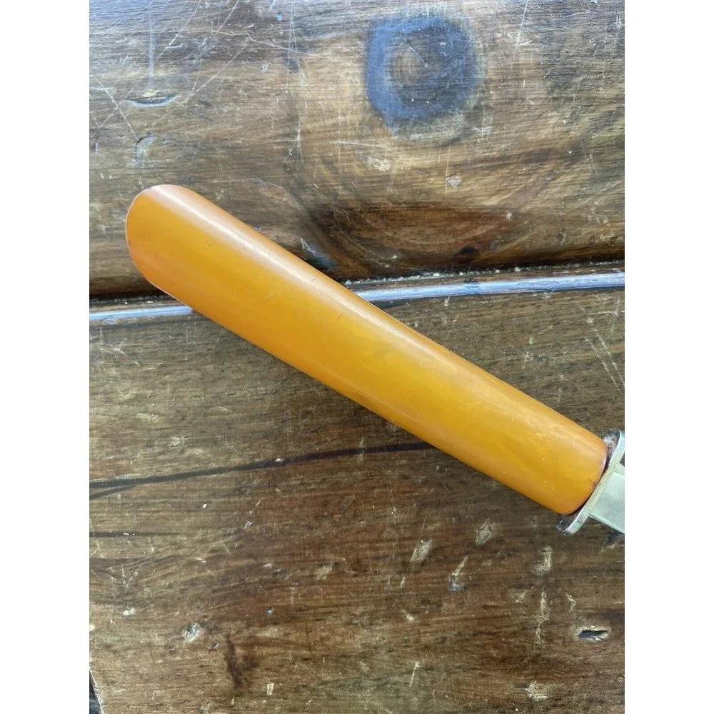 Bakelite Catalan Mustard Butterscotch Serving Fork Vintage